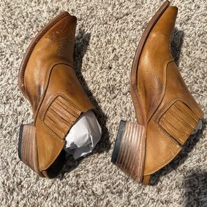 Freebird Tan Leather Heeled slip on mules